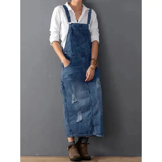 Stella | Kjole i premium vegansk denim med sliss i ryggen