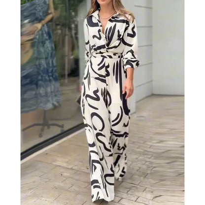 Nea | Trykt jumpsuit med vridd midje