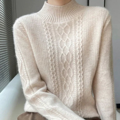 Nindy | Elegant genser med ribbestrikket rullekrage i vegansk kashmir