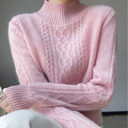 Nindy | Elegant genser med ribbestrikket rullekrage i vegansk kashmir
